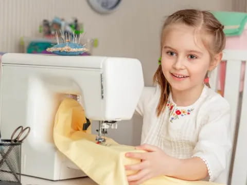 a young girl sewing