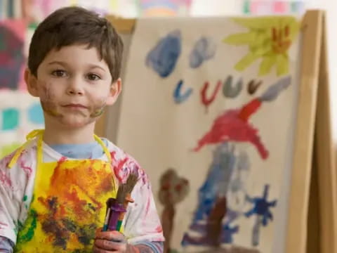 a child with a drawing on his face
