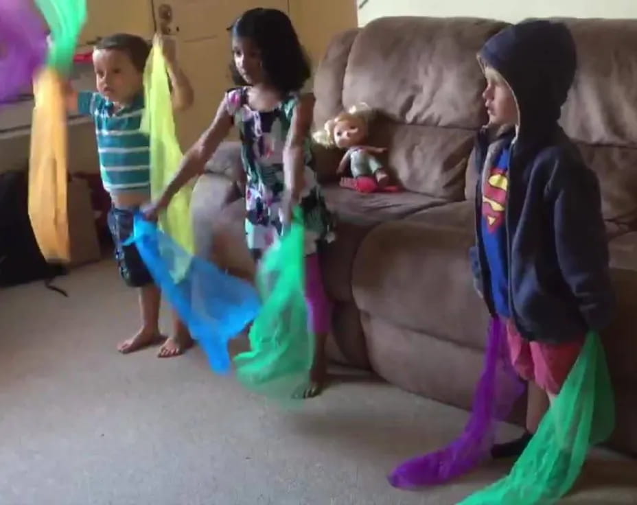 a group of children dancing