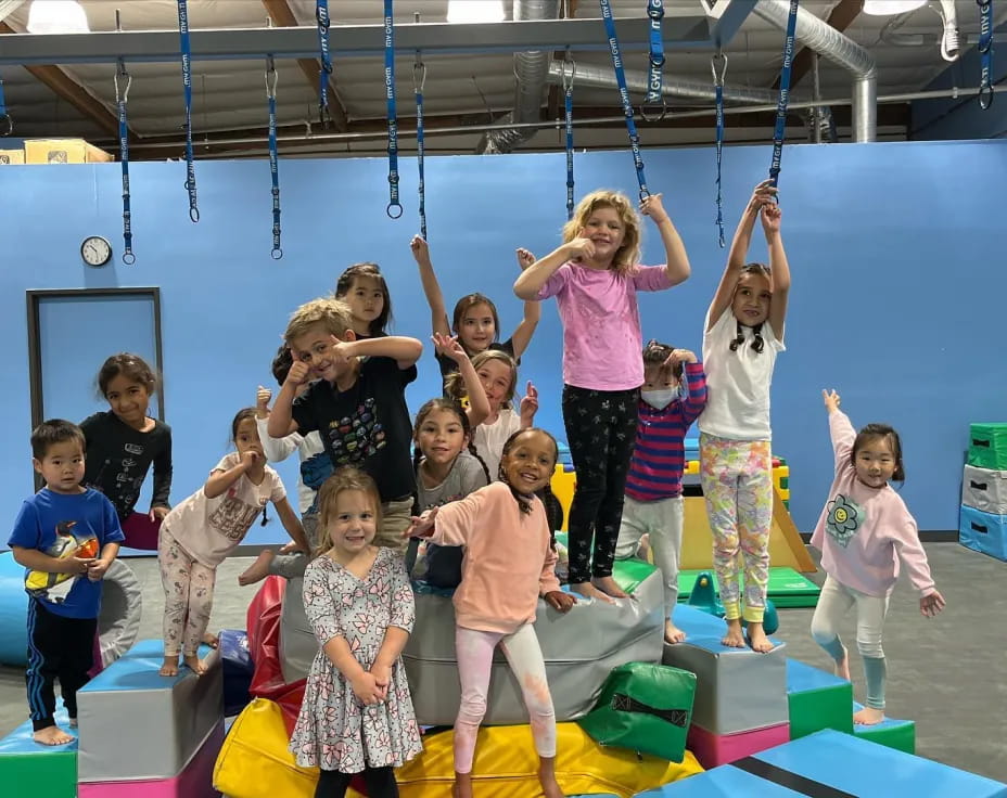 a group of children on a trampoline