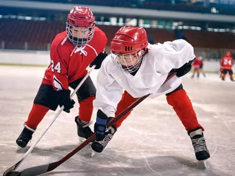 two men playing hockey