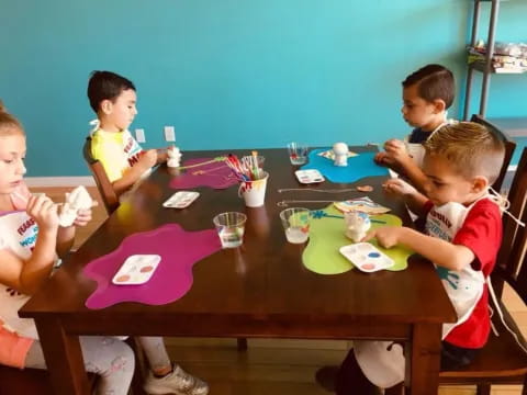 a group of kids sitting around a table