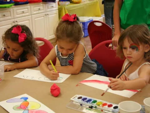 a few young girls painting