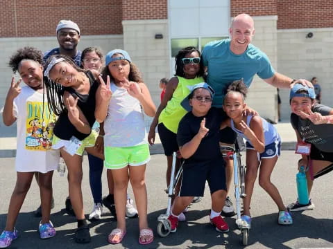 a group of people posing for a photo