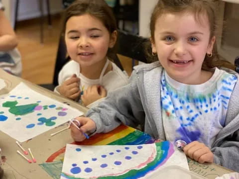 a couple of young girls painting