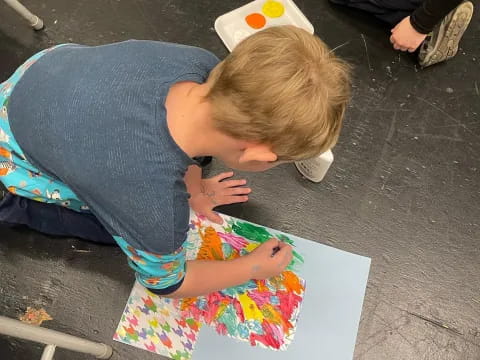 a child drawing on a paper