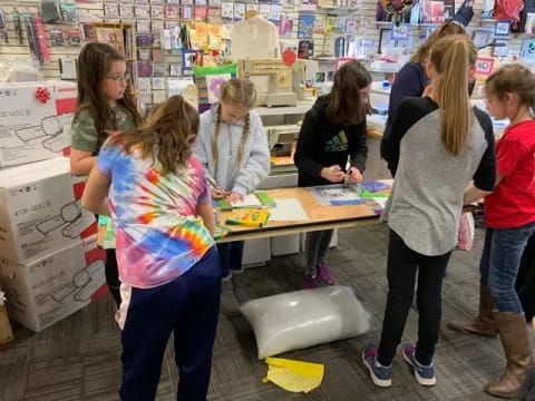 a group of people in a store