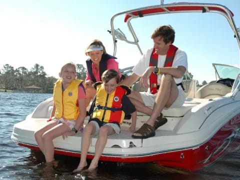 a group of people on a boat