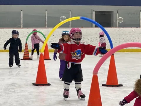 a group of people on ice