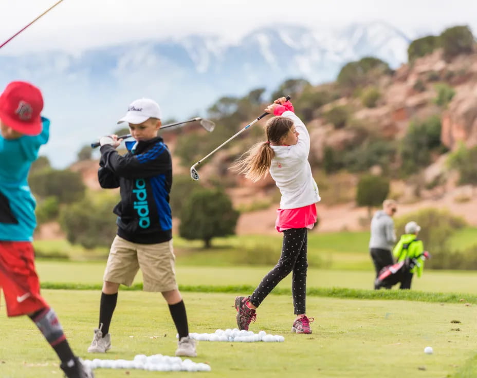 a group of people playing golf