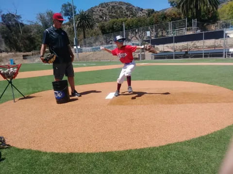 a kid playing baseball