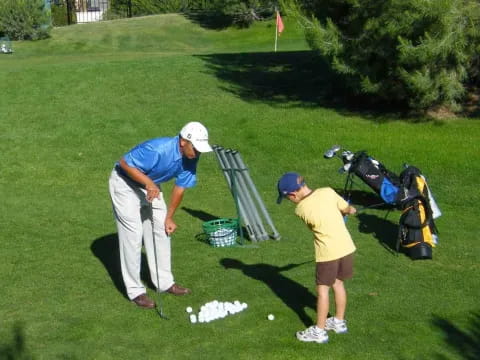 a couple of men playing golf