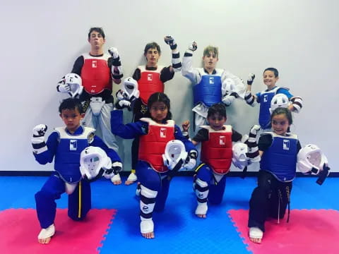 a group of people in blue uniforms