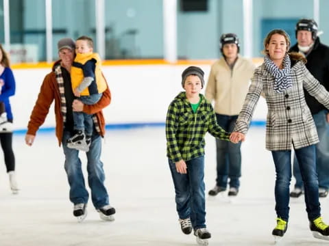 a group of people ice skating