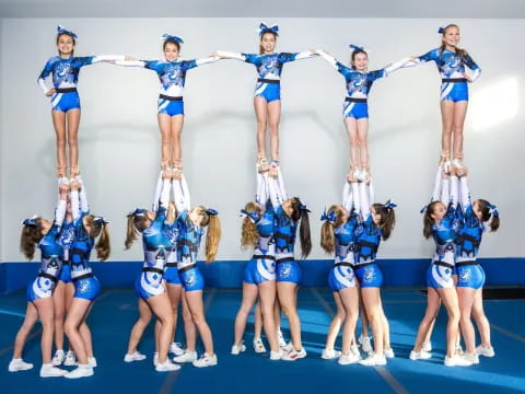 a group of cheerleaders performing