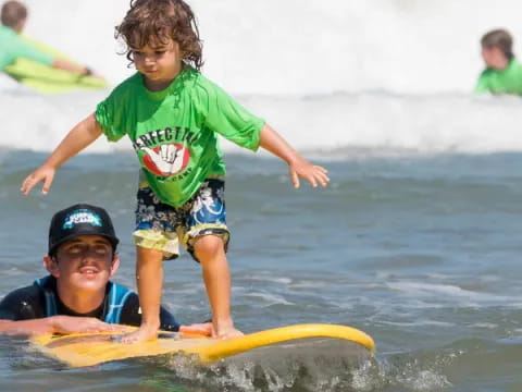 a kid on a surfboard