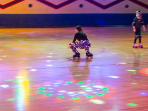 a group of people rollerblading