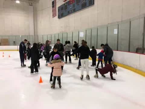 a group of people on ice