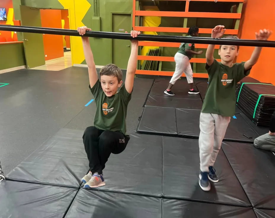 a group of kids on a gym