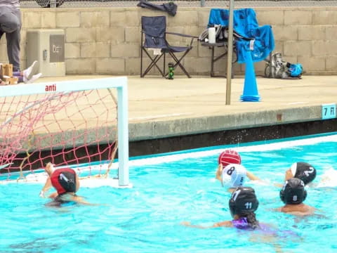 a group of people in a pool