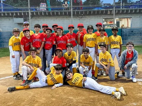 a baseball team posing for a photo