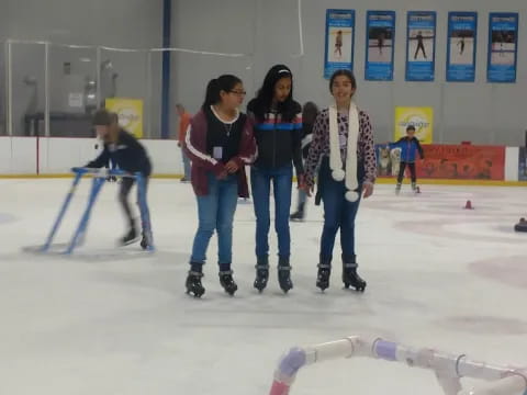 a group of people on an ice rink