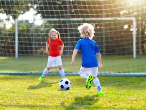 a couple of kids playing football