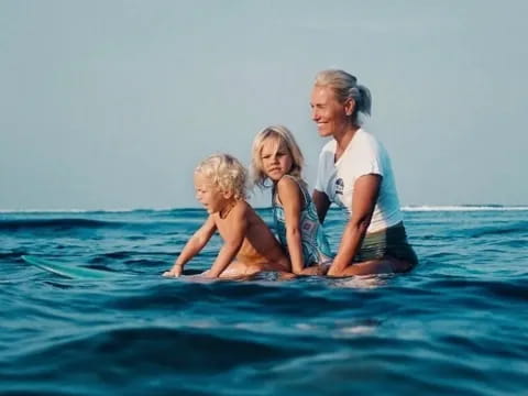 a person and two children in the water