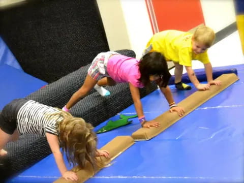 a group of people doing push ups