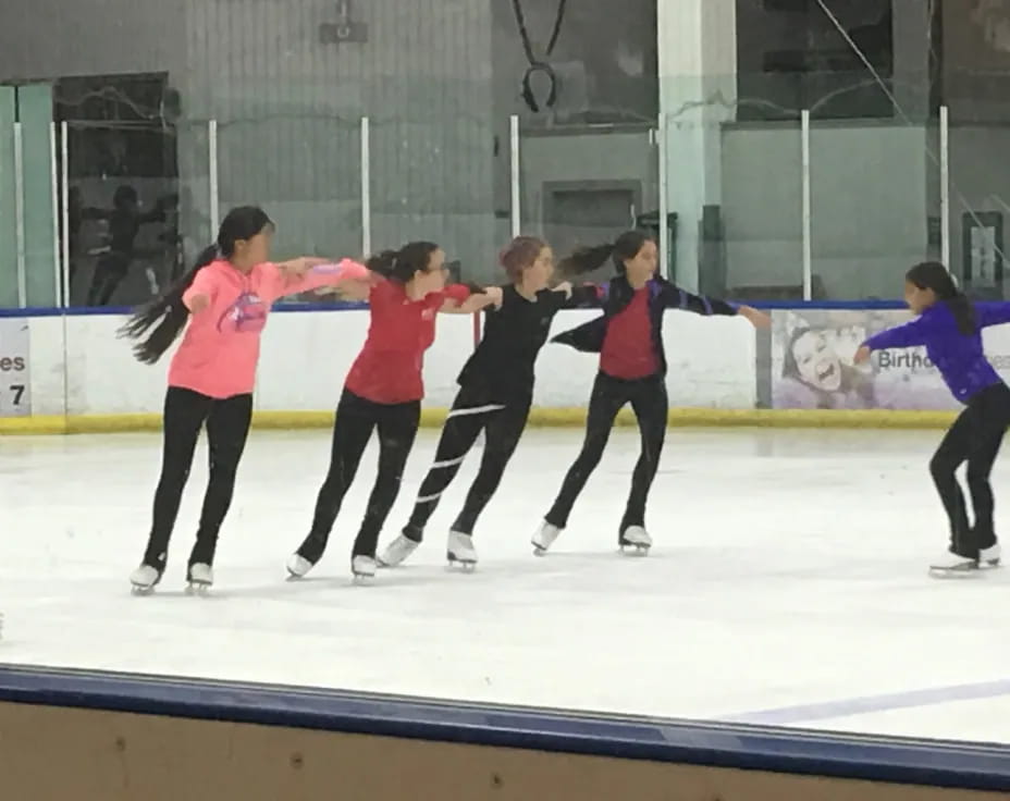 a group of people ice skating