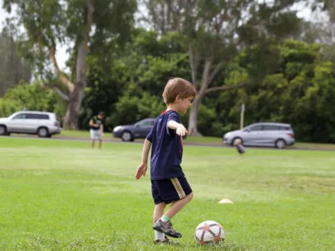 a boy playing football