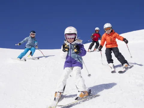 a group of people skiing