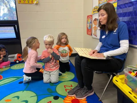 a woman and several children