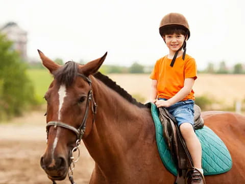 a young girl riding a horse