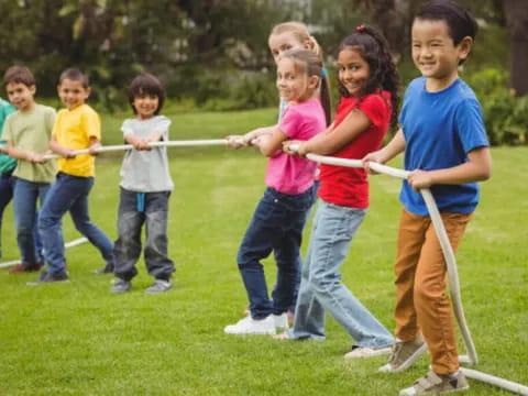 a group of children holding swords