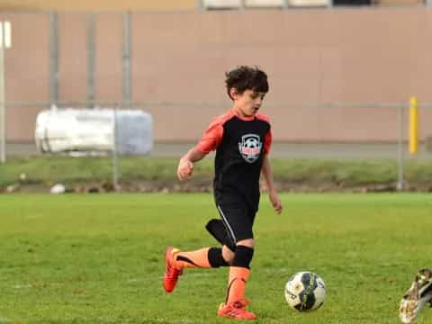 a boy playing football