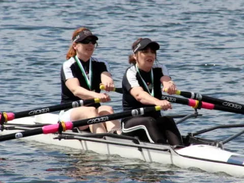 two women in a boat