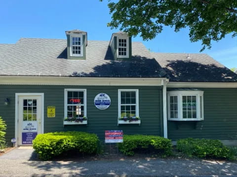 a building with a sign on the front