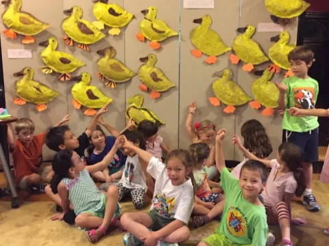 a group of children wearing yellow shoes