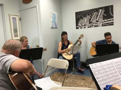 a group of people playing instruments
