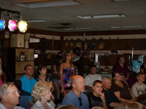 a group of people in a bar