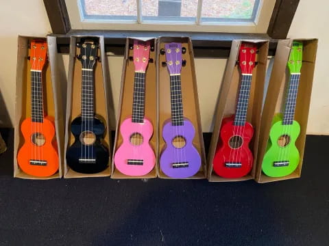 a group of guitars