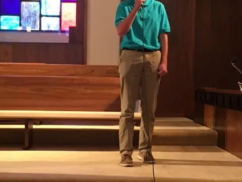a person standing in a church