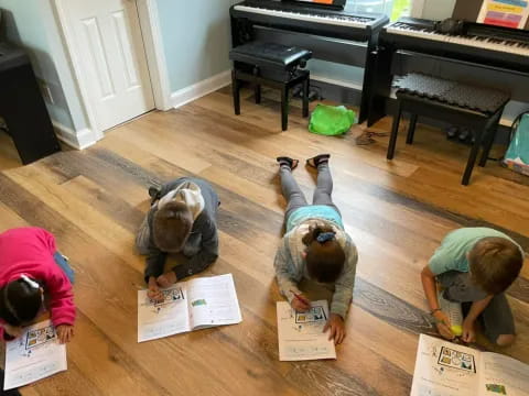 a group of children doing yoga