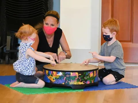 a group of kids wearing masks