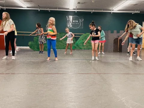 a group of girls in a gym