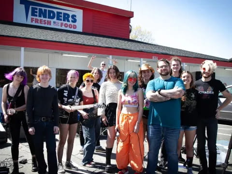 a group of people posing for a photo