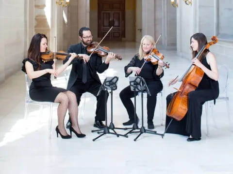 a group of people playing instruments