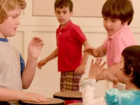 a group of children in a classroom