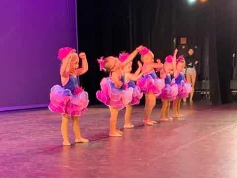 a group of girls in clothing on a stage